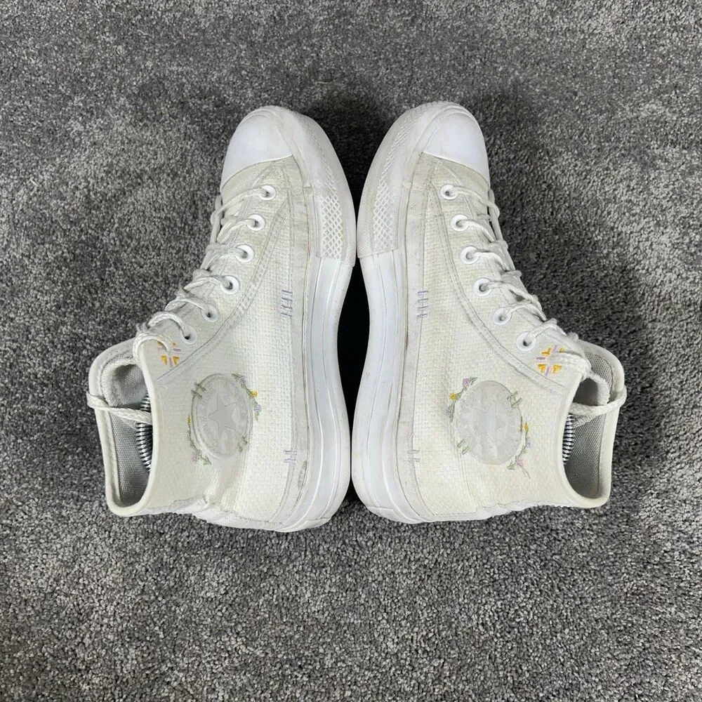 Converse CTAS Lift A05068C Women’s Sz 8.5 White Autumn Embroidery Platform Shoes